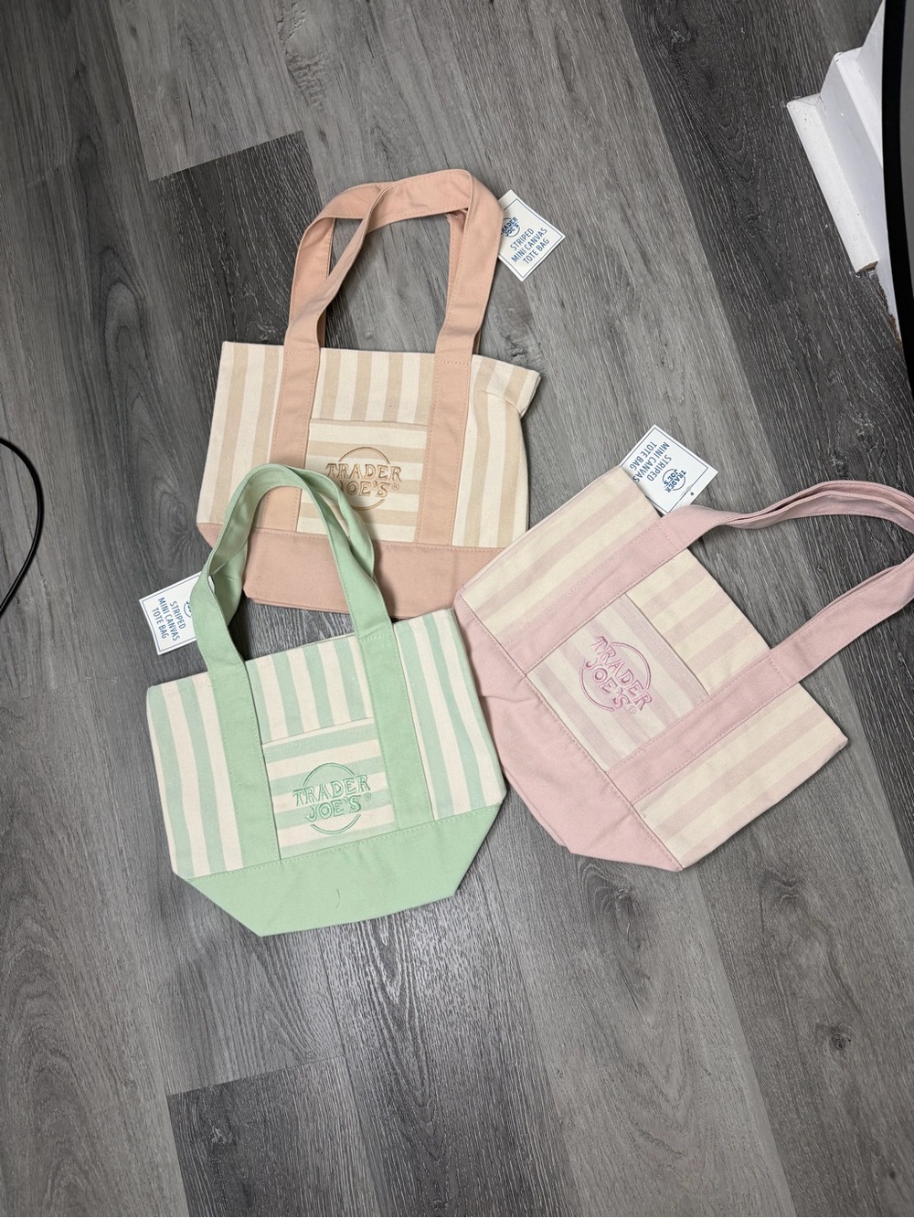 Trader Joe’s Stripe Canvas Tote Bags- set of 3. Sold out in stores.
